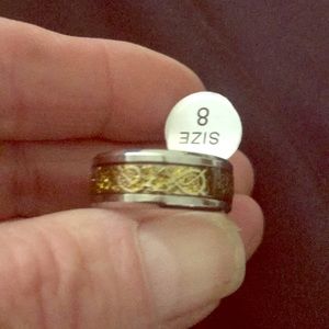 Silver and gold band ring